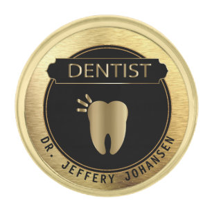 Dentist - Black and Gold Finish Lapel Pin