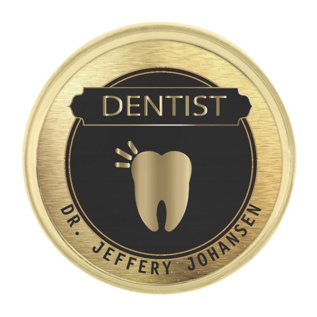 Dentist - Black and Gold Gold Finish Lapel Pin (Front)
