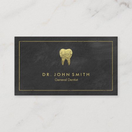 Dentist Black Canvas Golden Frame & Tooth Appointment Card