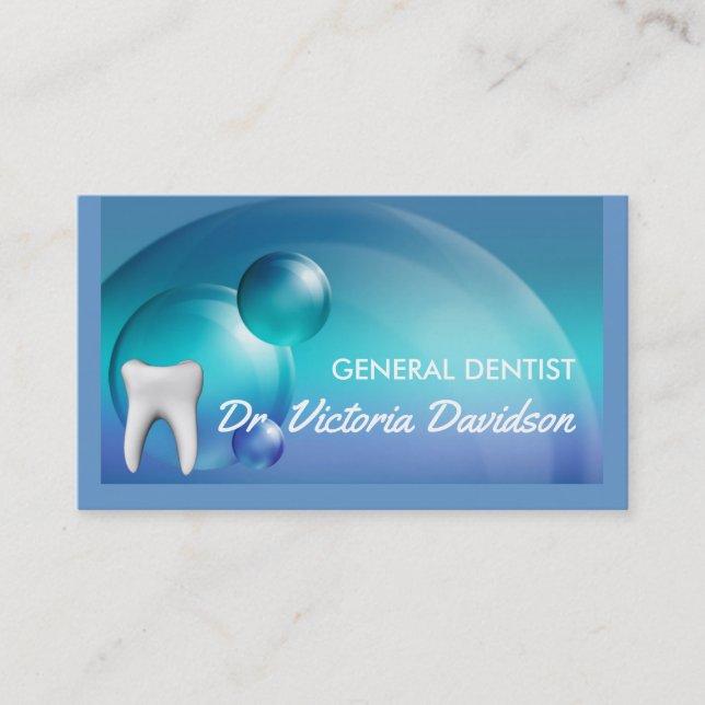 Dentist Blue Bubble Design Business Card (Front)