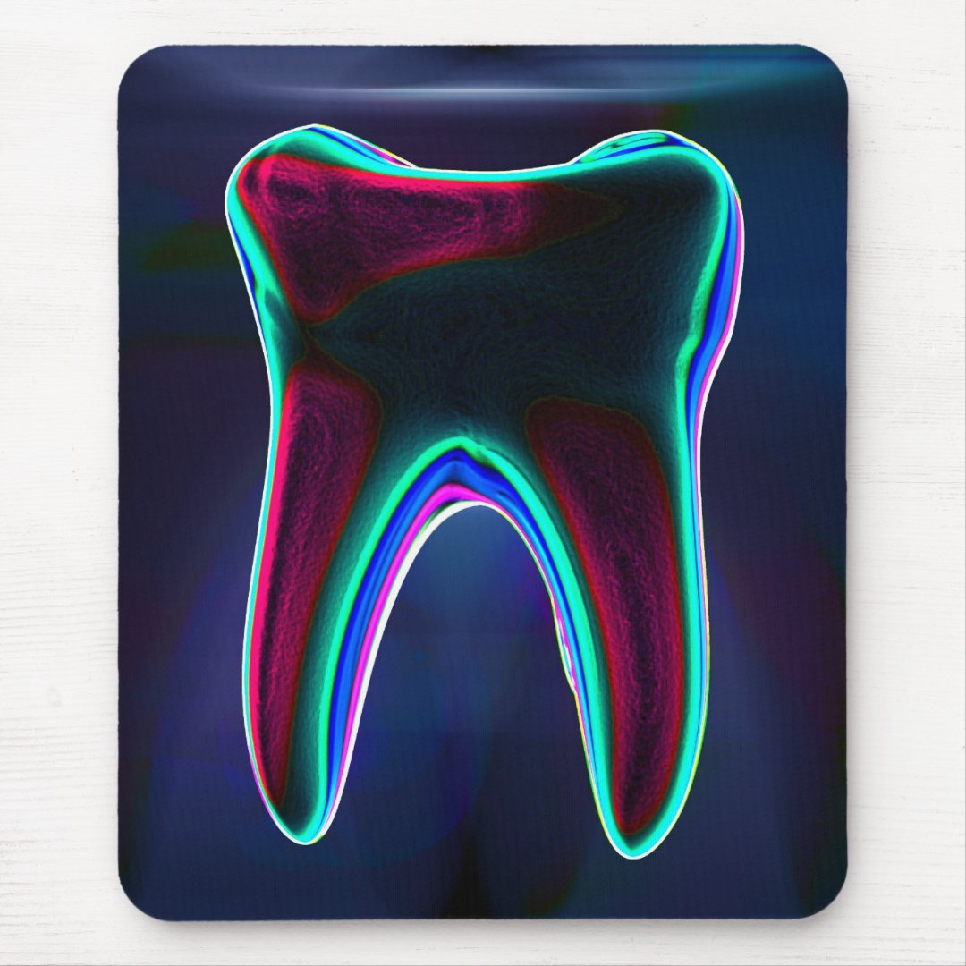 Dentist Blue Glowing Tooth Mousepad Zazzle