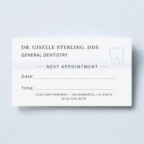 Dentist Blue Tooth Appointment Card
