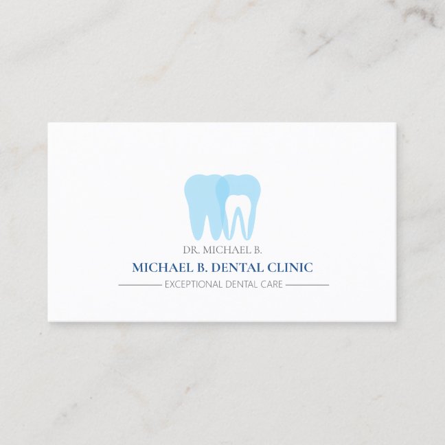Dentist Blue Tooth Logo Dental Business Card