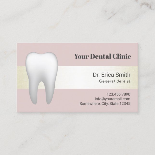 Dentist Blush Pink & Ivory Dental Appointment Card (Front)