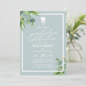 Dentist Botanical Foliage Elegant Graduation Party Invitation (Standing Front)