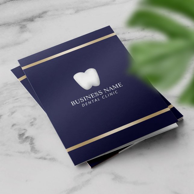 Dentist Bright Tooth Logo Navy Blue Dental Office Pocket Folder (Creator Uploaded)
