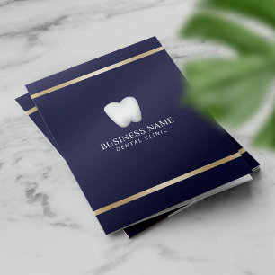Dentist Bright Tooth Logo Navy Blue Dental Office Pocket Folder