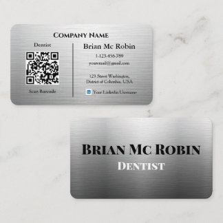 Dentist Business Card Custom Logo Metallic