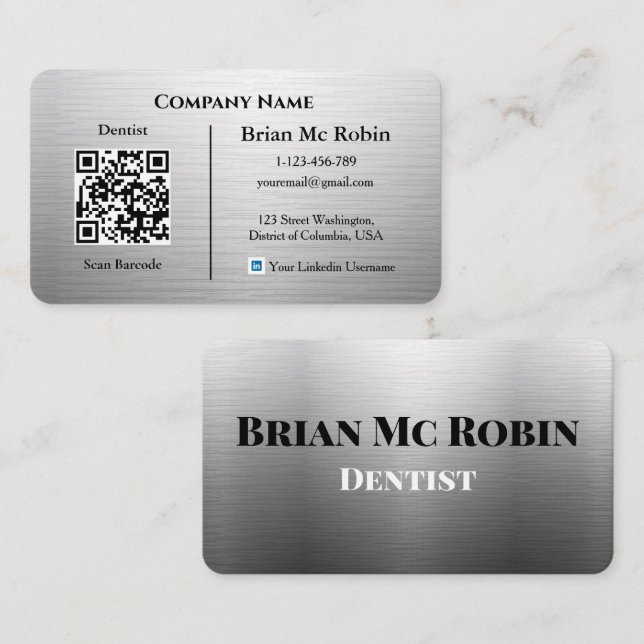 Dentist Business Card Custom Logo Metallic (Front/Back)