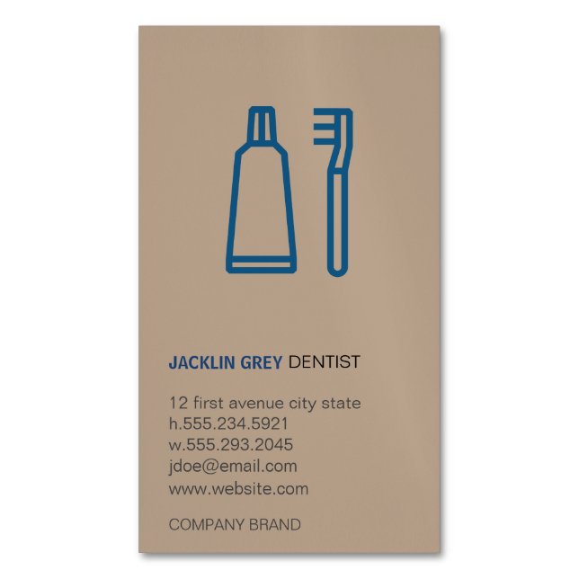 Dentist Business Card Magnet (Front Vertical)