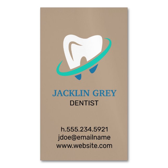 Dentist Business Card Magnet (Front Vertical)