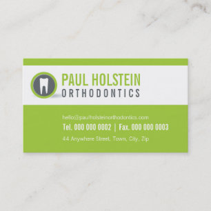 DENTIST BUSINESS CARD :: modern tooth logo 2 lime