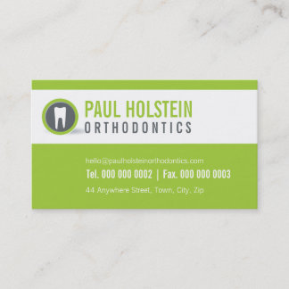 DENTIST BUSINESS CARD :: modern tooth logo 2 lime