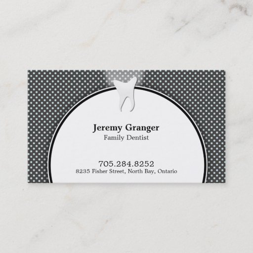 Customizable Dentist Business Card - Tooth Fun Dots Blue White