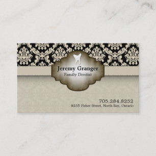 Dentist Business Card - Tooth Vintage Beige Brown