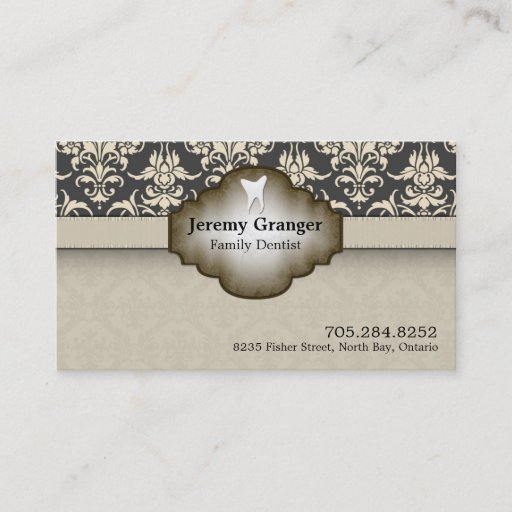 Customizable Dentist Business Card - Tooth Vintage Beige Brown