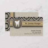 Dentist Business Card - Tooth Vintage Beige & Gold (Front/Back)