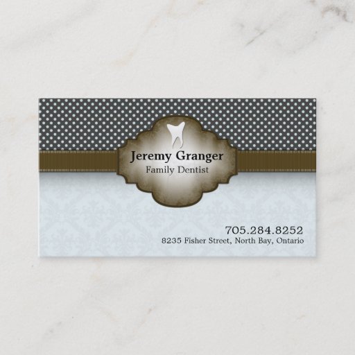 Customizable Dentist Business Card - Tooth Vintage Blue &amp; Brown