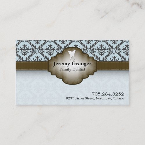 Dentist Business Card - Tooth Vintage Blue &amp; Brown