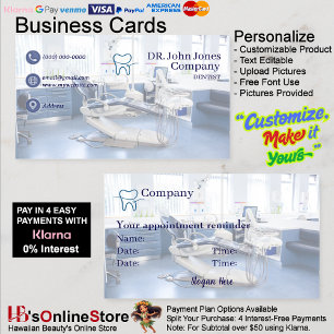 Dentist Business Cards 42 Pack of 100
