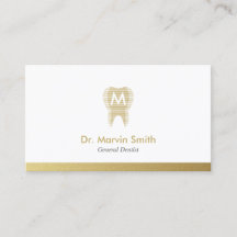 Dentist Business Cards Modern Gold Tooth Dental