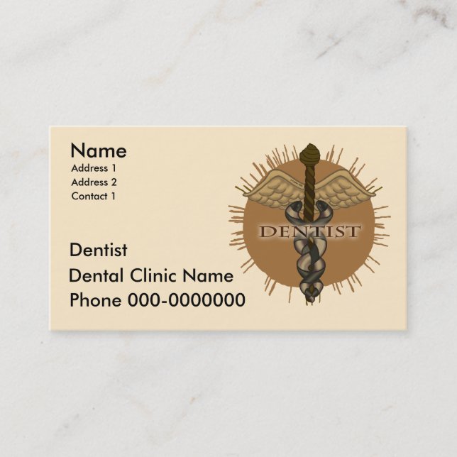 Dentist Caduceus Appointment Card (Front)