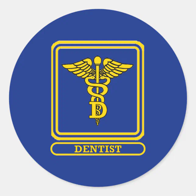 Dentist Caduceus Classic Round Sticker Zazzle