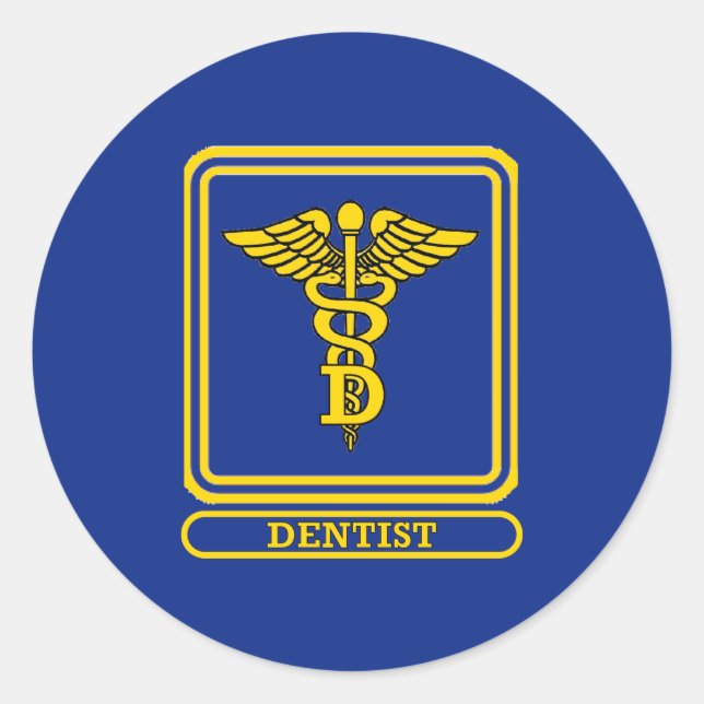 Dentist Caduceus Classic Round Sticker (Front)