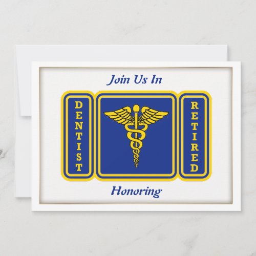 Dentist Caduceus Shield Retirement Invitation