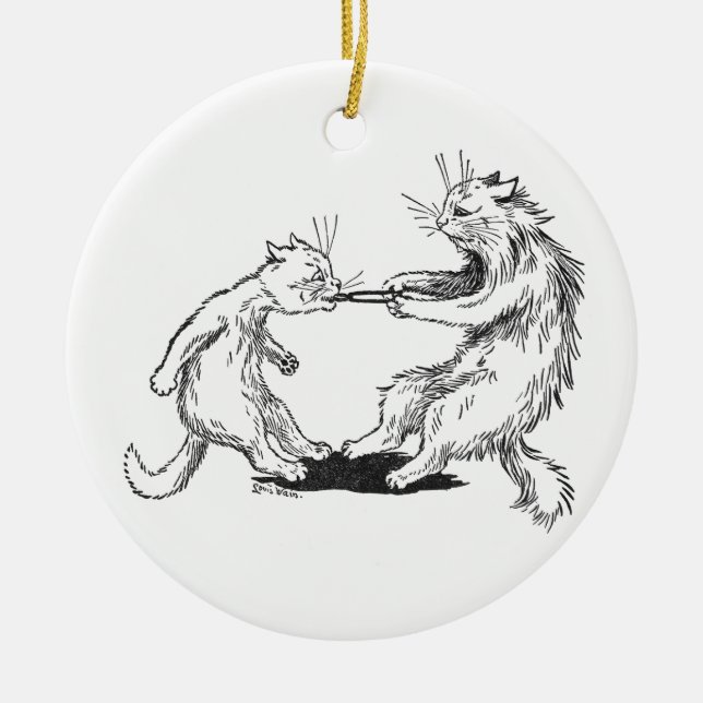 Dentist Cat Pulling Tooth Ceramic Ornament (Front)