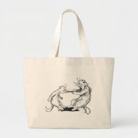 Dentist Cat Pulling Tooth Large Tote Bag