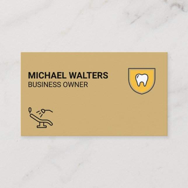 Dentist Chair | Tooth Logo Business Card (Front)
