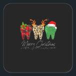 Dentist Christmas Funny Leopard Plaid Tooth Dental Square Sticker<br><div class="desc">This is a great gift for your family,  friends during Hanukkah holiday. They will be happy to receive this gift from you during Hanukkah holiday.</div>