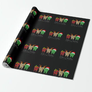 Dentist Christmas Funny Leopard Plaid Tooth Dental Wrapping Paper
