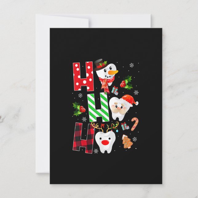 Dentist Christmas funny tooth Dental gift Red Plai Invitation (Front)