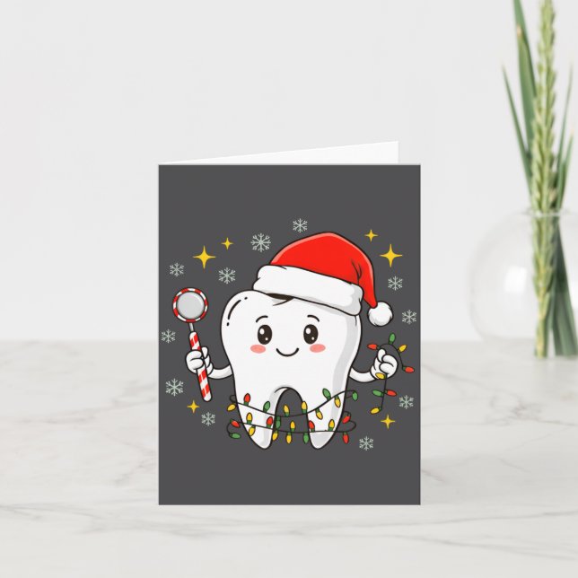 Dentist Christmas Teeth Xmas Lights Funny Dental S Card (Front)
