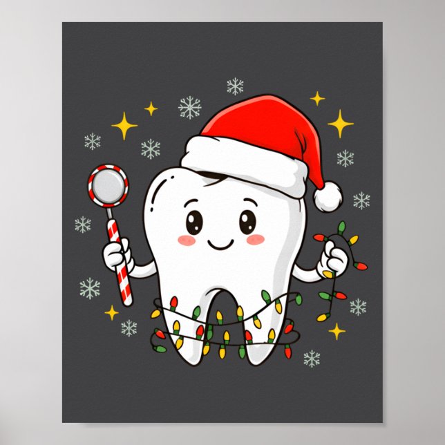 Dentist Christmas Teeth Xmas Lights Funny Dental S Poster (Front)