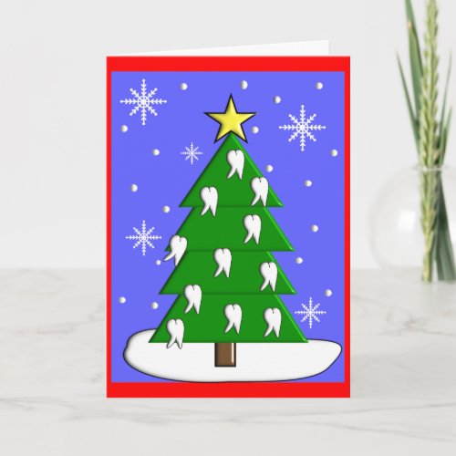 Dentist Christmas Tree CardsWith Tooth Decorations Holiday Card