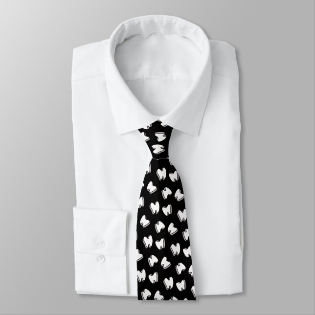 Dentist Cute 3D Tooth Pattern Dental Neck Tie (Tied)