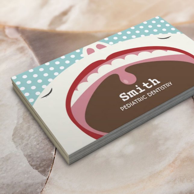 Dentist Cute Cartoon Kid Pediatric Dentistry Business Card (Creator Uploaded)