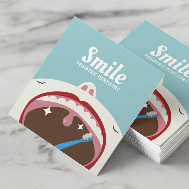 Dentist Cute Kid Pediatric Dentistry Dental Care Square Business Card (Creator Uploaded)