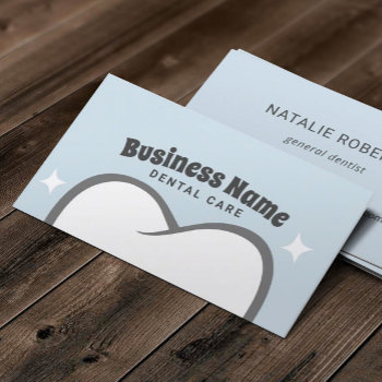 Dentist Cute White Tooth Baby Blue Dental Care Business Card by cardfactory at Zazzle