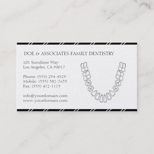 Dentist DDS Dental Office Stripes Platinum Paper Business Card