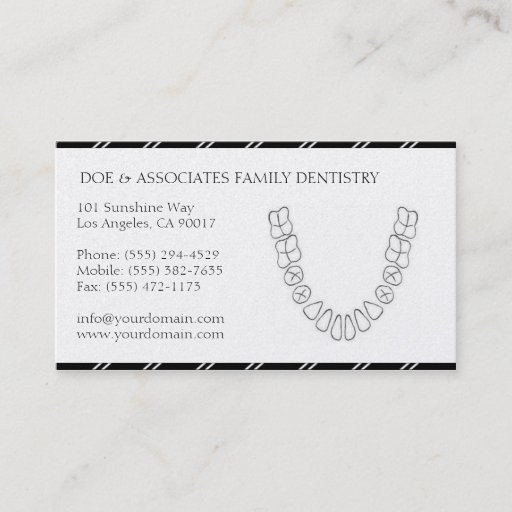 Customizable Dentist DDS Dental Office Stripes Platinum Paper Business Card