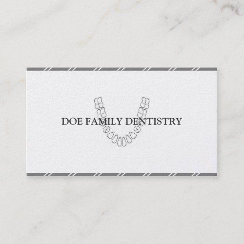 Dentist DDS Dental Office Teeth Platinum Paper Business Card Template