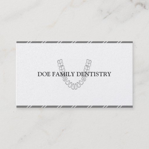 Customizable Dentist DDS Dental Office Teeth Platinum Paper Business Card Template