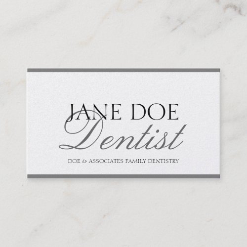 Dentist DDS Family Dentistry Silver Script Platnum Business Card