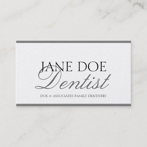 Customizable Dentist DDS Family Dentistry Silver Script Platnum Business Card