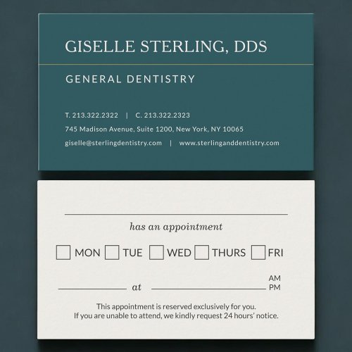 Dentist Dental Appointment Reminder Card