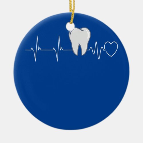 Dentist Dental Assistant Hygienist Heartbeat EKG Ceramic Ornament